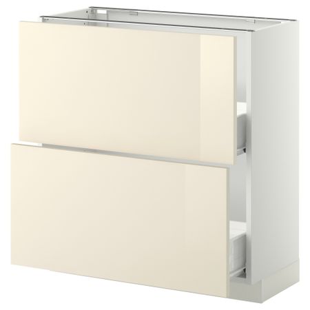 Напольный шкаф с 2 ящиками МЕТОД / ФОРВАРА, белый, Рингульт кремовый