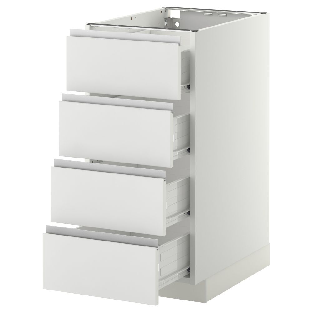 Напольный шкаф 4 фронтальных панели/4 ящика МЕТОД / ФОРВАРА, белый, Нодста белый - схема-чертеж с размерами