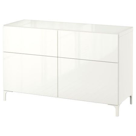 Комбинация для хранения с ящиками БЕСТО, белый, Сельсвикен глянцевый/белый (120x40x74 см)