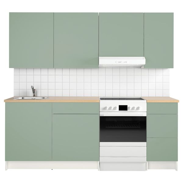Кухня, серо-зеленый 220x61x220 см IKEA KNOXHULT КНОКСХУЛЬТ 594.143.62 - схема-чертеж с размерами