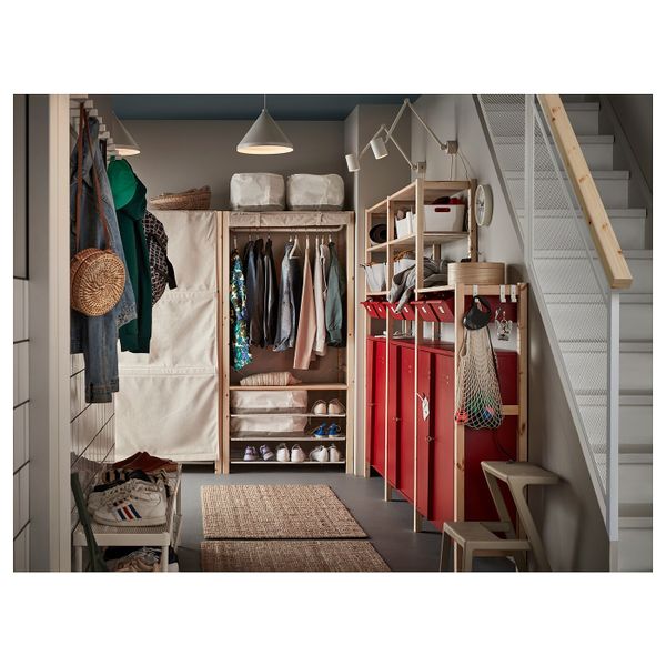 Стеллаж со шкафами/ящиками, сосна/красный 259x30x179 см IKEA IVAR ИВАР 393.237.25 - фото 4