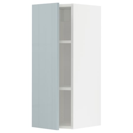 Навесной шкаф с полками, 30x80 см, белый, Kallarp серо-синий светлый IKEA METOD МЕТОД 994.797.28