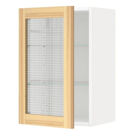 Навесной шкаф/полки/стеклян дверца, белый/Торхэмн ясень 40x60 см IKEA METOD МЕТОД 194.458.17