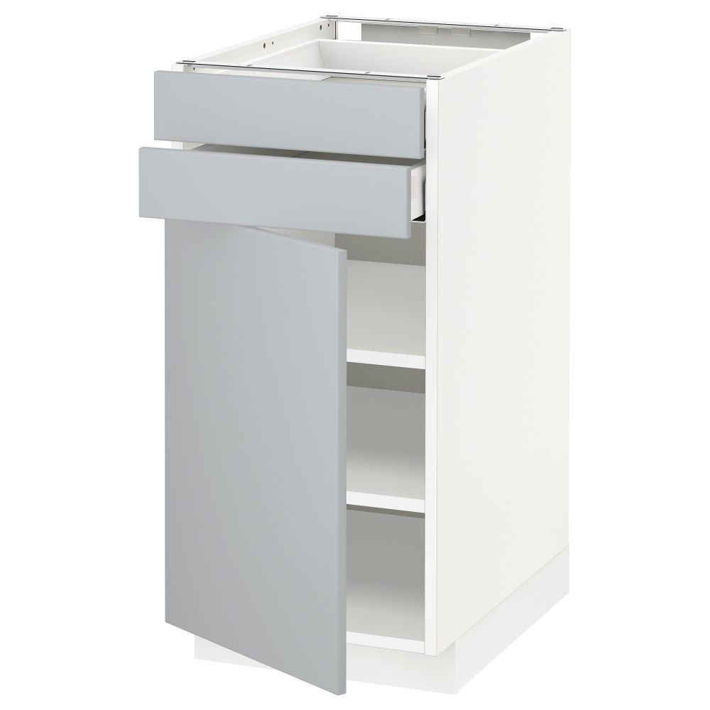 Напольный шкаф с дверцей, 2 ящиками МЕТОД / МАКСИМЕРА, белый, Веддинге серый - схема-чертеж с размерами