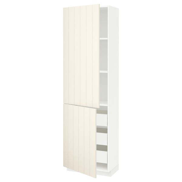 Высокий шкаф + полки, 3 ящика, 2 дверцы МЕТОД / ФОРВАРА, белый, Хитарп белый с оттенком - схема-чертеж с размерами