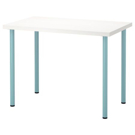 Стол ЛИННМОН / АДИЛЬС, белый, светлая бирюза (100x60 см)