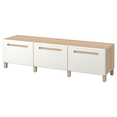 Комбинация для хранения с ящиками БЕСТО, под беленый дуб, Марвикен белый (180x40x48 см)