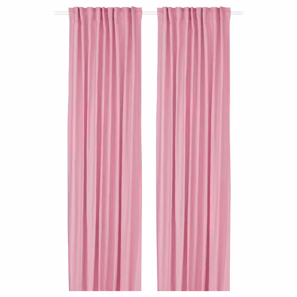GINSTMOTT ГИНСТМОТТ Гардины, 2 шт. - розовый/с лентой 145x300 см - фото 1