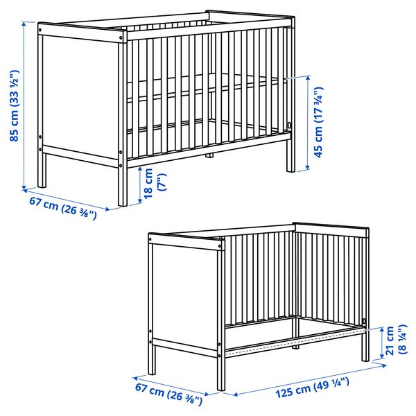 Кроватка детская, серый, 60x120 см IKEA SUNDVIK СУНДВИК 504.940.75 - фото 6
