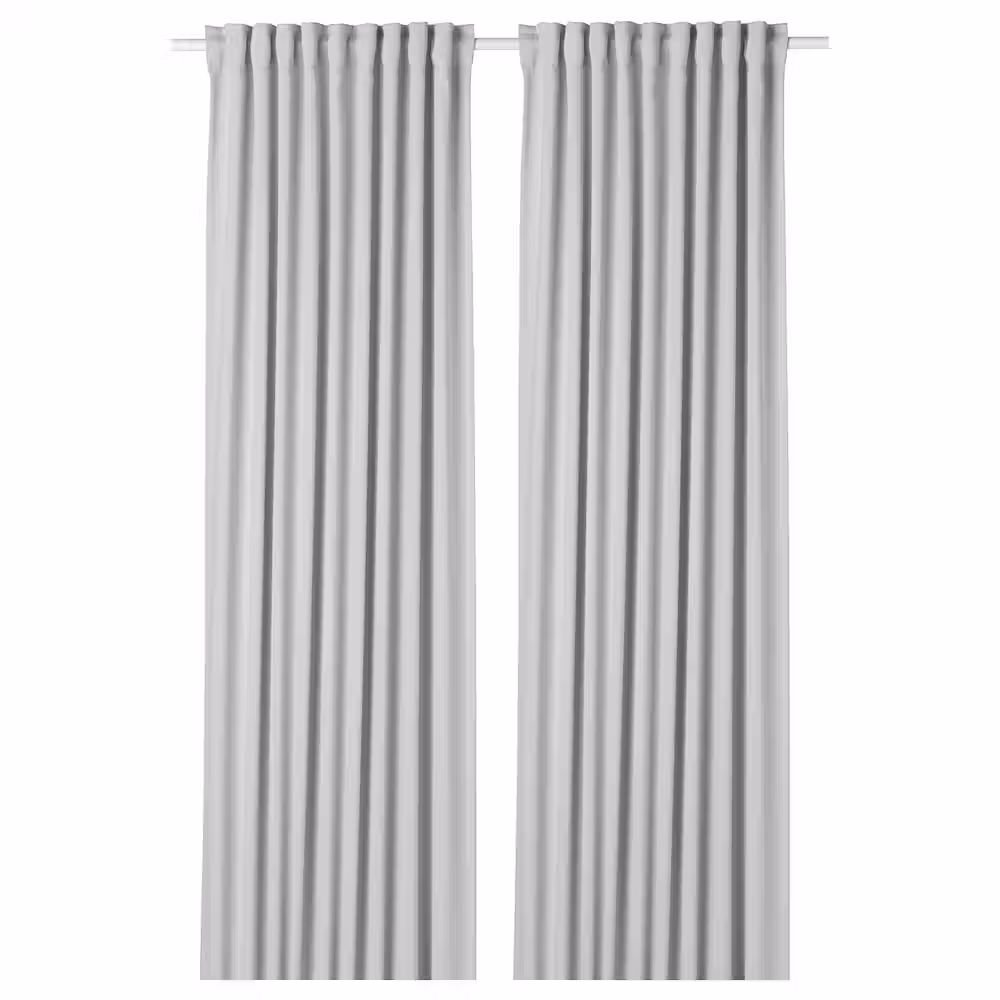 MAJGULL Затемняющие гардины, 2 шт. - светло-серый/с лентой 145x300 см - фото 1