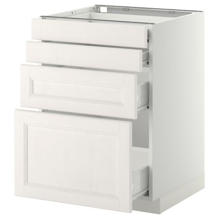 Напольный шкаф 4 фронтальных панели, 4 ящика МЕТОД / ФОРВАРА, белый, Лаксарби белый