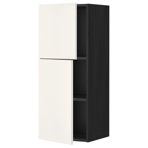 Навесной шкаф с полками, 2 дверцы МЕТОД, черный, Веддинге белый - схема-чертеж с размерами