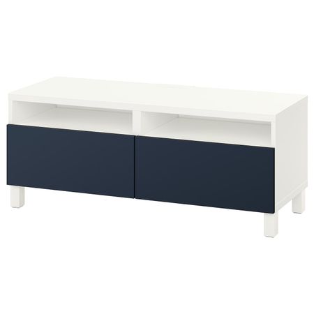 Тумба для ТВ с ящиками, белый/нотвикен/стуббарп синий 120x42x48 см IKEA BESTÅ БЕСТО 592.985.36