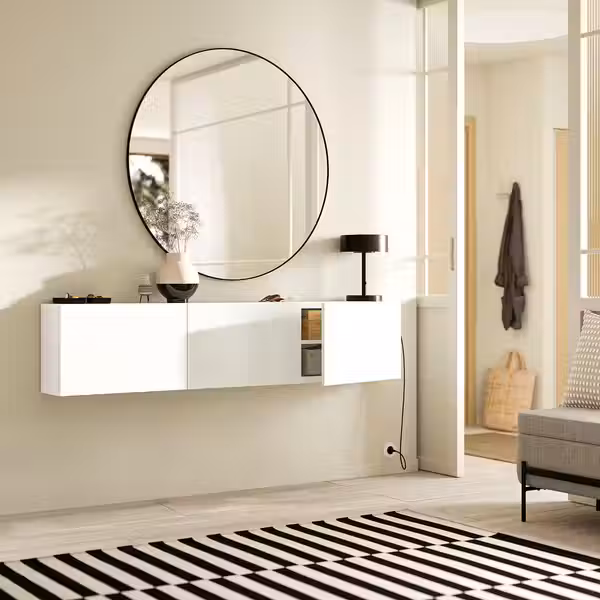 BESTÅ Комбинация настенных шкафов - белый/Lappviken белый 180x22x38 см - фото 2