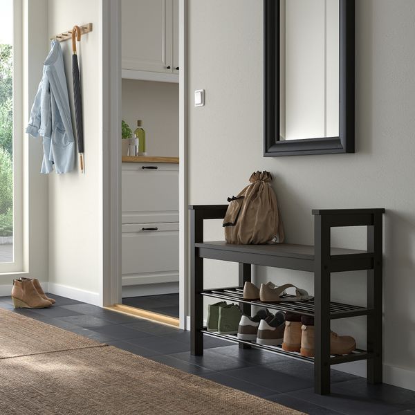 Скамья с полкой для обуви, черно-коричневый, 85x32x65 см IKEA HEMNES ХЕМНЭС 702.458.72 - фото 8
