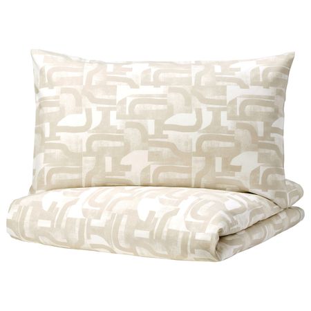 Пододеяльник и 2 наволочки, белый, бежевый 200x200/50x70 см IKEA ВИНТЕРЖАСМИН 704.428.39