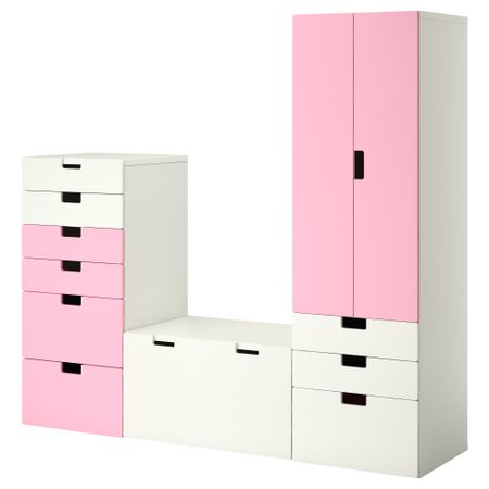 Комбинация для хранения СТУВА, белый, розовый (210x50x192 см)