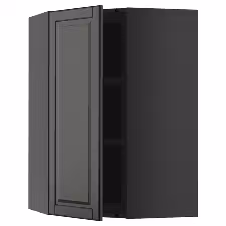 METOD Угловой навесной шкаф с полками - черно-серый/Bodbyn чёрный 68x100 см