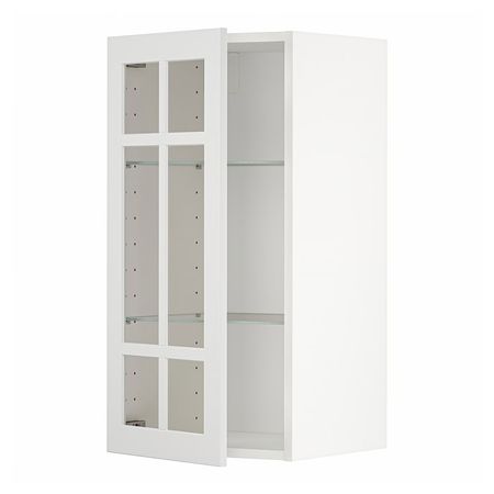 METOD Навесной шкаф/полки/стеклян дверца - белый/Stensund белый 40x80 см