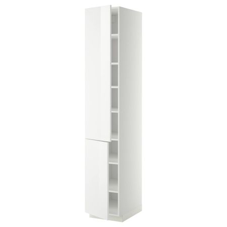 Высокий шкаф с полками, 2 дверцы, белый/Рингульт белый 40x60x220 см IKEA METOD МЕТОД 494.469.38