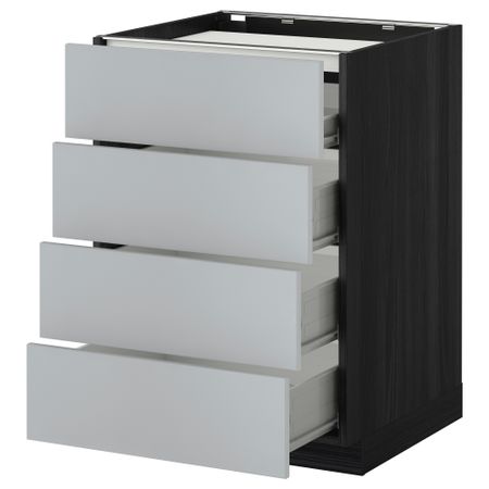 Напольный шкаф, 4 фронтальных панели, 4 ящика МЕТОД / ФОРВАРА, черный, Веддинге серый
