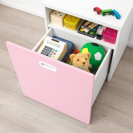 Модуль для игрушек, на колесиках, белый/светло-розовый 60x50x64 см IKEA STUVA СТУВА / FRITIDS ФРИТИДС 192.796.05