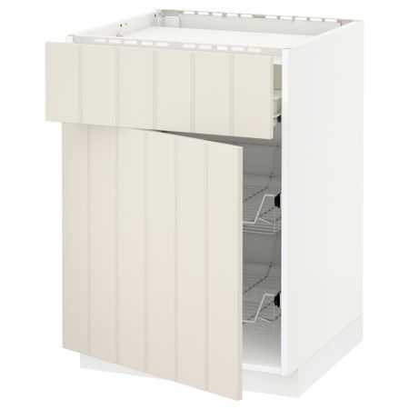 Напольный шкаф для варочной панели, ящик, 2 проволочных корзины МЕТОД / ФОРВАРА, белый, Хитарп белый с оттенком (60x60 см)