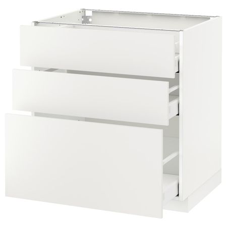 Напольный шкаф с 3 ящиками, белый/Хэггеби белый 80x60 см IKEA METOD МЕТОД / MAXIMERA МАКСИМЕРА 992.314.45