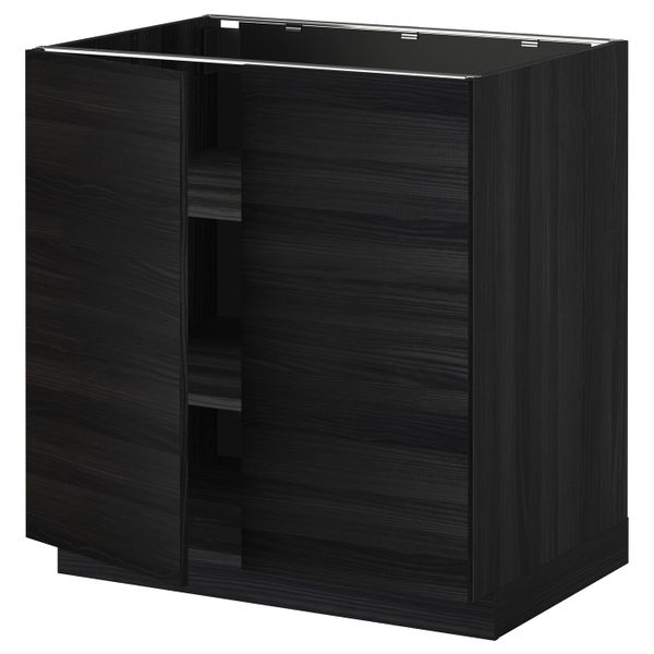 Напольный шкаф с полками/2двери, черный, Тингсрид черный 80x60 см IKEA МЕТОД 192.317.60 - схема-чертеж с размерами
