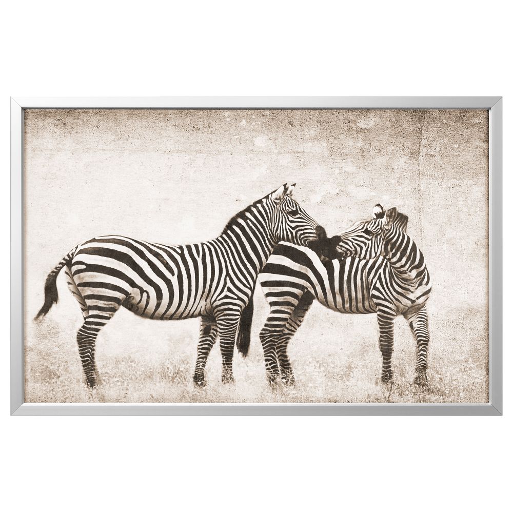 Картина с рамой БЬЁРКСТА, Зебры, цвет алюминия (78x118 см) - фото 1