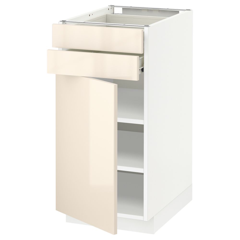 Напольный шкаф с дверцей, 2 ящиками МЕТОД / ФОРВАРА, белый, Рингульт кремовый - схема-чертеж с размерами