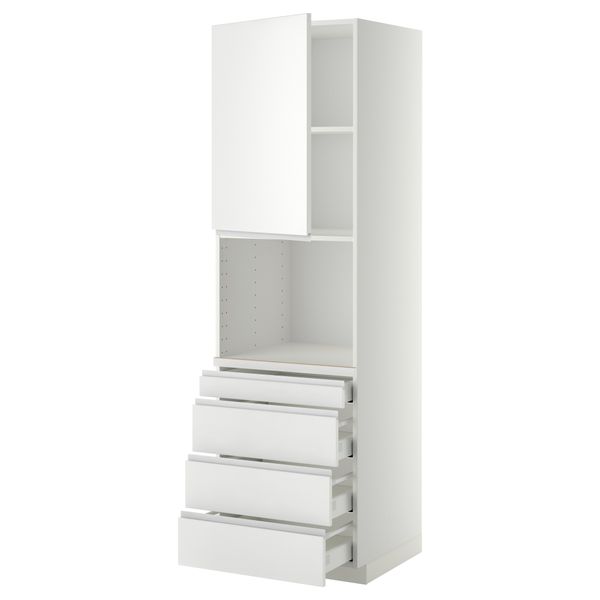 Высокий шкаф для комбинированния СВЧ, 4 ящика МЕТОД / МАКСИМЕРА, белый, Нодста белый - схема-чертеж с размерами