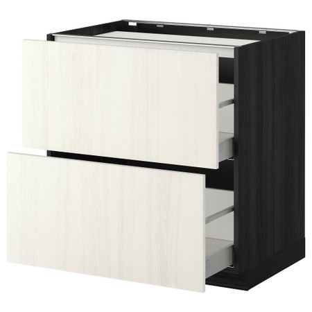 Напольный шкаф, 2 фронтальных панели, 3 ящика МЕТОД / МАКСИМЕРА, черный, Росдаль белый