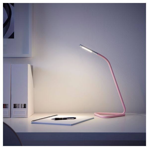 Рабочая лампа, светодиодная ХОРТЕ, светло-розовый, серебристый - фото 2