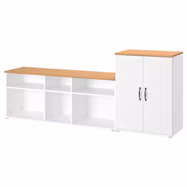 SKRUVBY Шкаф для ТВ, комбинация - белый 226x38x90 см - фото 1