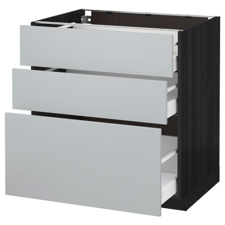 Напольный шкаф с 3 ящиками МЕТОД / МАКСИМЕРА, черный, Веддинге серый