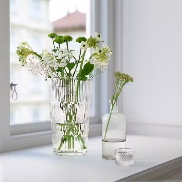 SMÄLLSPIREA СМЭЛЛСПИРЕА Ваза - прозрачное стекло/с рисунком 22 см - фото 4