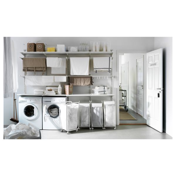 Настенная шина, полки, сушилка АЛЬГОТ, металл белый (256x60x196 см) - схема-чертеж с размерами