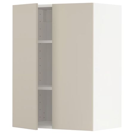 METOD Навесной шкаф с полками/2дверцы - белый/Havstorp бежевый 60x80 см
