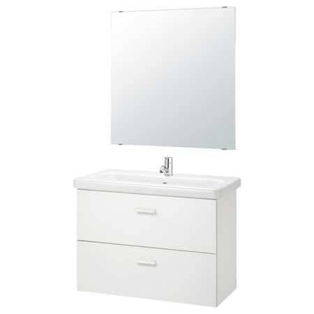 Комплект мебели для ванной, 6 предм., белый/ПИЛКОН смеситель 84x43x65 см IKEA FISKÅN ФИСКОН / TVÄLLEN ТВЭЛЛЕН 994.308.93