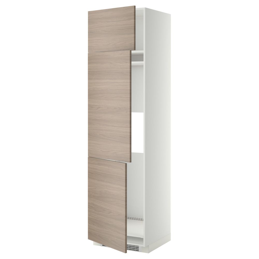 Высокий шкаф для холодильника или морозильника, с 3 дверями МЕТОД, белый, Брокхульт светло-серый - схема-чертеж с размерами