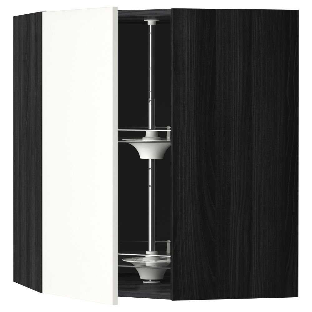 Угловой навесной шкаф с вращающейся секцией МЕТОД, черный, Хэггеби белый - схема-чертеж с размерами