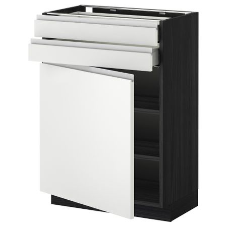 Напольный шкаф с дверцей, 2 ящиками МЕТОД / МАКСИМЕРА, черный, Нодста белый