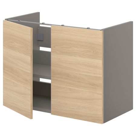 Напольный шкаф для раковины, полка, двери, 80x42x60 см, серый, под дуб IKEA BEGIVENHET БЕГИВЕНХЕТ 993.224.50