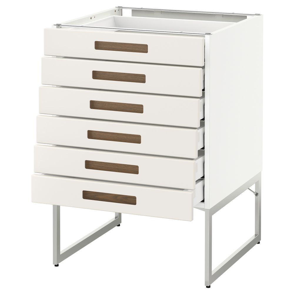 Напольный шкаф 6 фронтальных панелей, 6 нижних ящиков МЕТОД / МАКСИМЕРА, белый, Мэрста белый - схема-чертеж с размерами