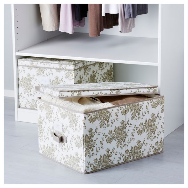 Коробка с крышкой ГАРНИТУР, бежевый, белый цветок - фото 2