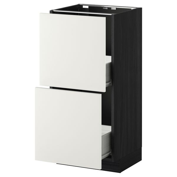 Напольный шкаф с 2 ящиками МЕТОД / ФОРВАРА, черный, Хэггеби белый - схема-чертеж с размерами