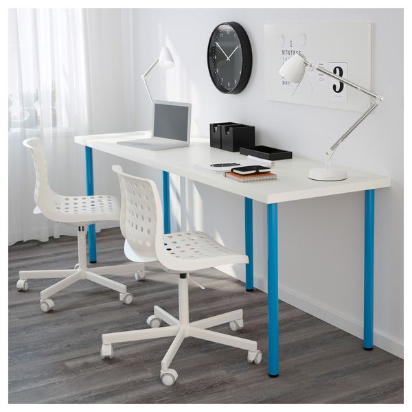 Стол ЛИННМОН / АДИЛЬС, белый, синий (200x60 см) - схема-чертеж с размерами