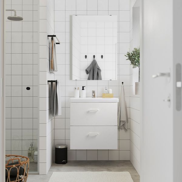 Комплект мебели для ванной, 6 предм., белый/ПИЛКОН смеситель 64x43x65 см IKEA FISKÅN ФИСКОН / TVÄLLEN ТВЭЛЛЕН 094.308.97 - фото 2