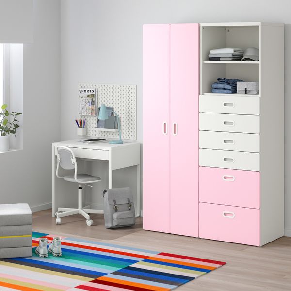 Шкаф платяной, белый/светло-розовый 120x50x192 см IKEA STUVA СТУВА / FRITIDS ФРИТИДС 392.764.70 - фото 2